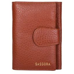 SASSORA Brown Textured Rfid Bi-Fold Wallet for Women-36