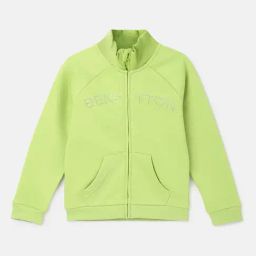 United Colors of Benetton Kids Regular Fit High Neck Solid Girl's Sweatshirt-image-94