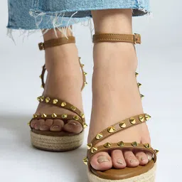 CAI Embellished PU Party Wedge Sandals-picture-43