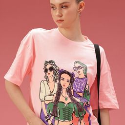 DressBerry Printed Drop-Shoulder Sleeves Relaxed Pure Cotton T-shirt-picture-39