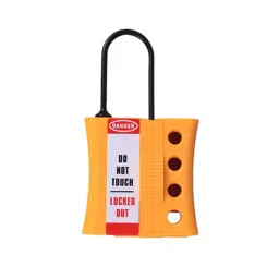 LISC 3 mm Shackle Safety Non-Conductive Hasp with 4 Holes Yellow, LISC-NCH-3-26