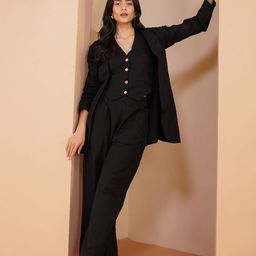 Stitchinc Flare It Halter-Neck Cotton Linen Waistcoat With Trouser & Jacket-image-96