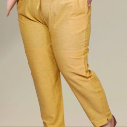 Women Regular Fit Beige Pure Cotton Trousers-image-90