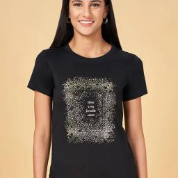 Honey by Pantaloons Black Cotton Printed T-Shirt-picture-3