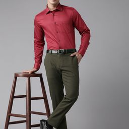 Blackberrys Men Checked Print Tapered Fit Low-Rise Formal Trousers-picture-1
