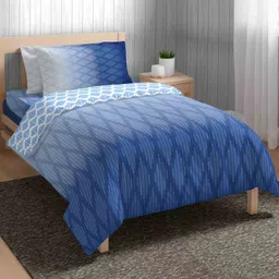 The Happy Pod Blue & White Geometric Pure Cotton AC Room 150 GSM Single Bed Comforter-image-33
