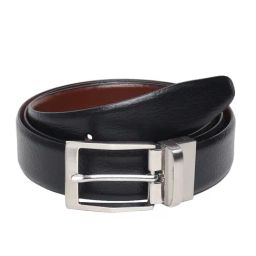 Teakwood Leathers Black & Brown Textured Leather Formal Reversible Belt-image-85