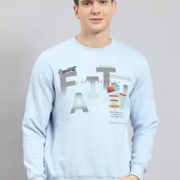 Monte Carlo Sky Blue Regular Fit Printed Sweatshirt-45
