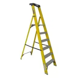 Ladderman LMP-2106 6 Steps FRP Fiber Glass Yellow Platform Safety Ladder-0