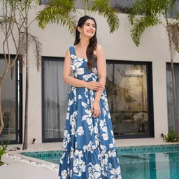 CORSICA Women Floral Printed Sleeveless Maxi Fit & Flare Dress-picture-57