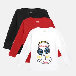 KUCHIPOO Girls Pack of 3 Printed T-shirts-image-82