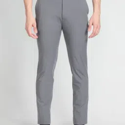 Arrow Grey Slim Fit Self Pattern Trousers-picture-38