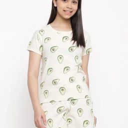 Lil Tomatoes Kids Cream Printed T-Shirt with Shorts-image-18