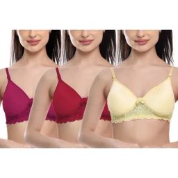 FIMS: Fashion is my Style Maroon & Beige Lace Work Everyday Bras - Pack Of 3-picture-10