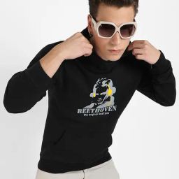 Campus Sutra Black Regular Fit Graphic Print Hooded Sweatshirt-image-26