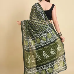 Anouk Rustic Floral Zari Block Print Saree image 3