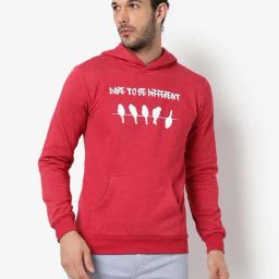 Campus Sutra Maroon Cotton Regular Fit Printed Hooded Sweatshirt-image-69