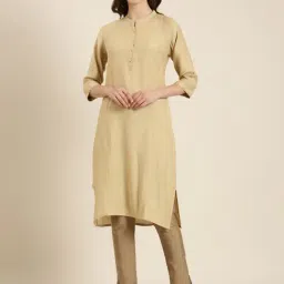 showoffff SHOWOFF Beige Cotton Regular Fit Kurta-picture-25