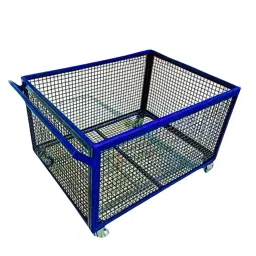 Rimsha Wire Mesh Industrial Trolley Blue 900x600x750 mm with 300 Kg Load Capacity, 0018-38