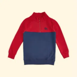 Pantaloons Junior Red & Navy Cotton Color Block Full Sleeves Sweatshirt-image-51