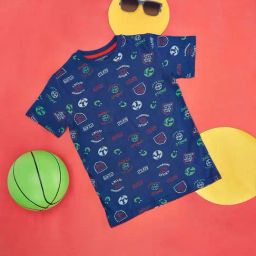 Pantaloons Junior Blue Cotton Printed T-Shirt-image-100