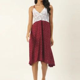 Ms.Lingies Maroon Printed Chemise-image-99