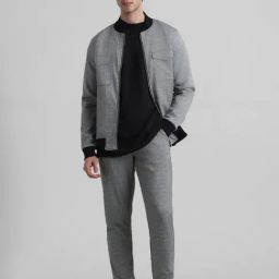 Jack & Jones Grey Slim Fit Striped Trackpants-image-61