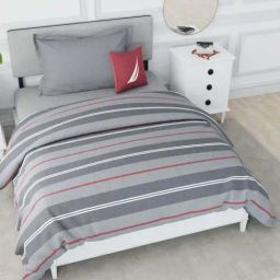 Nautica Hampton Grey & Maroon 100% Cotton 210 TC 150 GSM Single Comforter-image-93