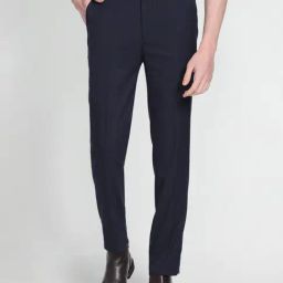 Arrow New York Blue Slim Fit Checks Trousers-image-72