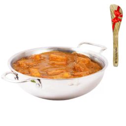 The Indus Valley Silver Stainless Steel Kadhai with Free Wooden Flip (2.7 L)-image-57