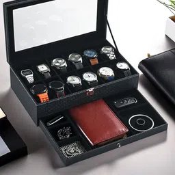 Kuber Industries Black & Transparent 12 Slots Wrist Watch Organiser-picture-4