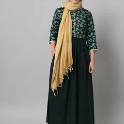 Tulsattva Floral Printed Regular Pure Cotton Straight Kurta With Trousers & Dupatta-16