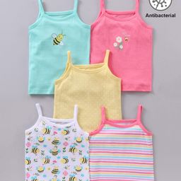 Babyhug 100% Cotton Antibacterial Stripes & Bee Print Slips Pack Of 5 - Multicolor-picture-20