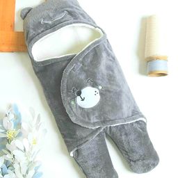 Brandonn Hooded Supersoft Wearable Wrapper Blanket - grey-picture-16