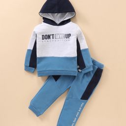 ToffyHouse Full Sleeves Hooded Winter Wear Suit Text Print - Aruba Blue-image-57