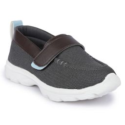 Toothless Mesh Designed Velcro Closure Casual Shoes - Grey & Brown-image-68
