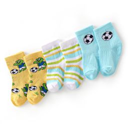 Cute Walk By Babyhug Anti-Bacterial Ankle Length Socks Striped Crocodile & Football Design Pack Of 3- White Yellow & Blue-picture-44