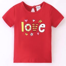 Simply Sinker Cotton Knit Half Sleeves Text Printed T-Shirt -Red-picture-7