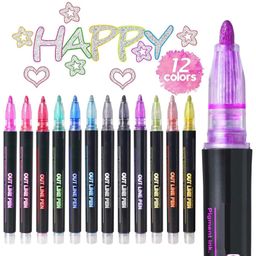 ARCADE TOYS Metallic Glitter Shades Permanent Marker Pen(Pack of 12) - Multicolour-27