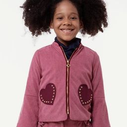 One Friday Full Sleeves Heart Patch Detailed Jacket - Pink-image-31