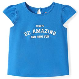 BABYHUG Cotton Knit Cap Sleeves T-Shirt With Be Amazing - Blue-image-52