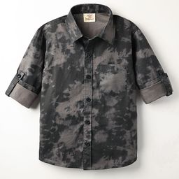 Rikidoos Full Sleeves Abstract Printed Shirt - Dark Grey-image-55