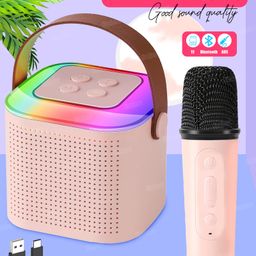 Fiddlerz Karaoke Speaker Smart Portable Bluetooth Speaker with RGB Lights and Wireless Microphone Rechargeable Music System for Parties Outdoor and Indoor Use (Pink)-14