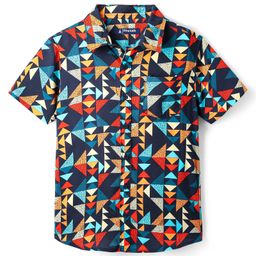 Pine Kids Viscose Woven Half Sleeves Shirt With Abstract Print - Multicolour-image-49