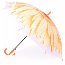CHAATEWALA Sunflower Designed Transparent Umbrella - Orange-25