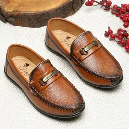 Tiny Bugs Textured Slip On Loafers - Tan-picture-0