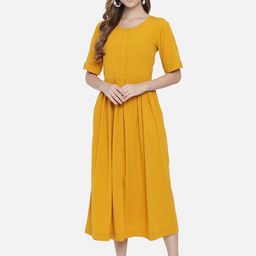 OTIRA Crepe Fit and Flare Midi Dress-image-67