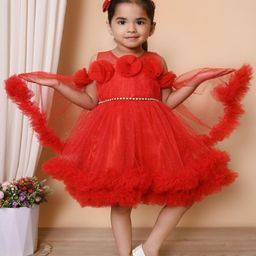 NFashion Flared Sleeve Net Fit & Flare Dress-image-45
