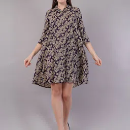 FLY STITCH Tropical Print Fit & Flare Mini Dress-image-69