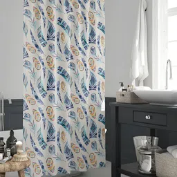 ArtzFolio Off White & Blue Printed Water Proof Shower Curtain-image-67